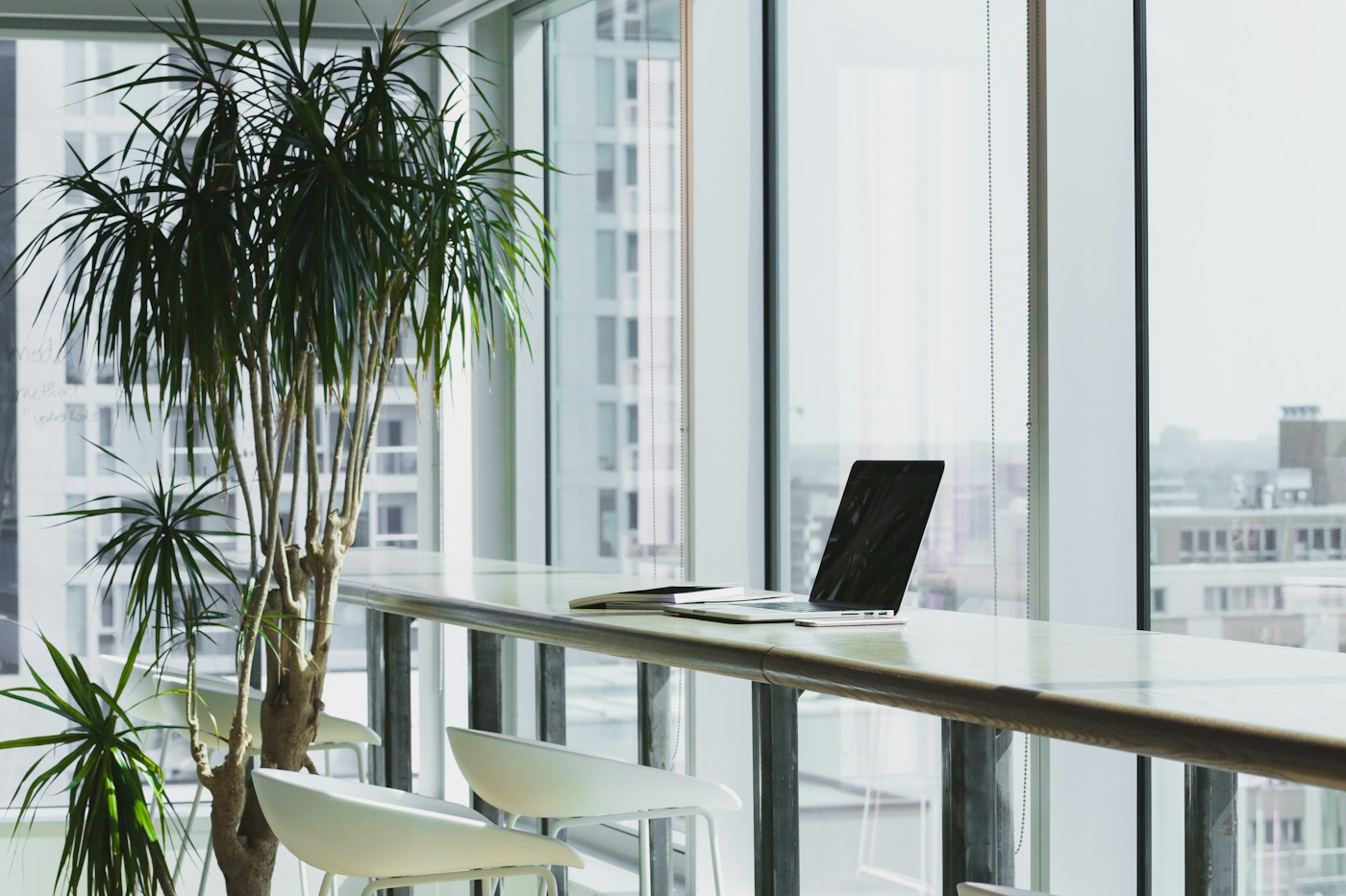 A light-filled workspace with a considered desk setup